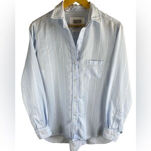 Grayson Women’s Hero Blue White Striped Button Down Shirt Size 3 (US 6) Lyocell